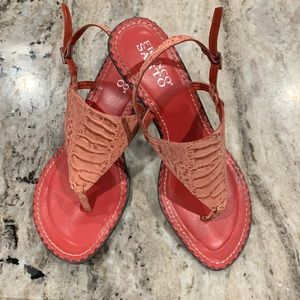 Cute ostrich print leather sandals